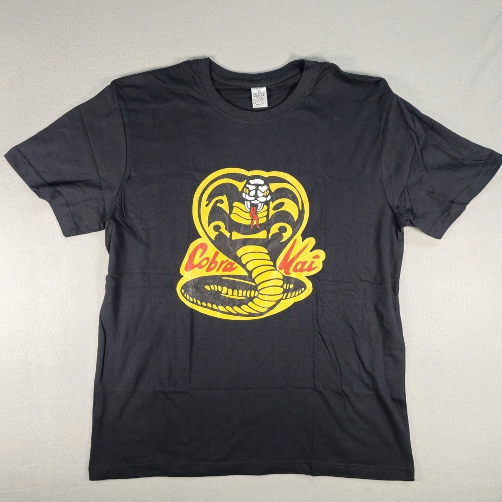 Cobra Kai Men's Medium Black Graphic T-Shirt Karate Kid Logo Short Sleeve Tee